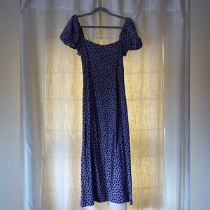 Zara Elegant Purple Polka Dot Dress